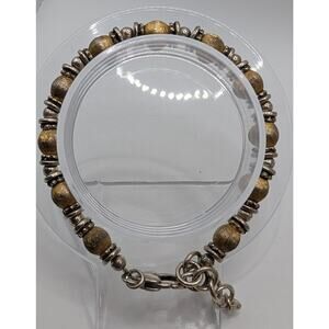 Brighton Beaded Bracelet 7.5in Gold Tone Silver Accents Taiwan Shows Wear